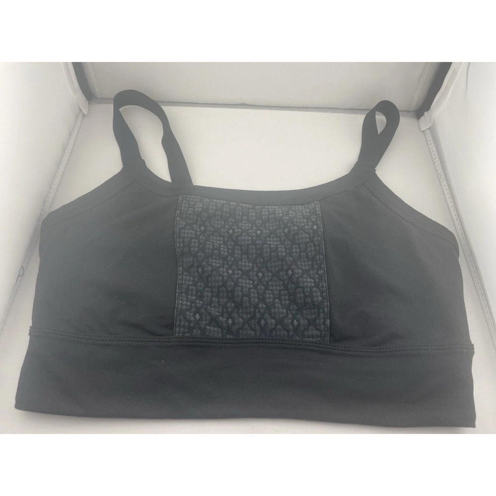 Prana Black Sports Bra with Textured Front Panel